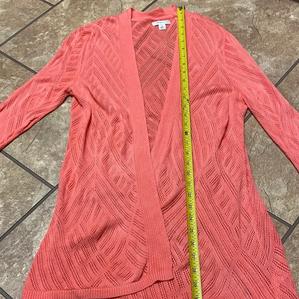 Croft & Barrow Vibrant Coral Size Medium Open Knit Cardigan Spring - Picture 5 of 9